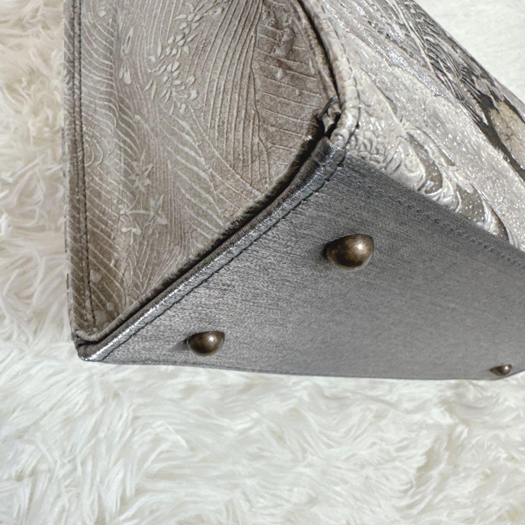 ◆エリス◆シルバー　和柄　和装　高級ハンドバッグ