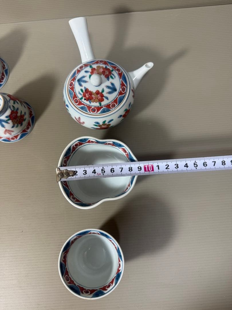 2169源右衛門　古伊万里風桜図　玉露茶器セット　急須1客　湯冷し1客　湯呑5客