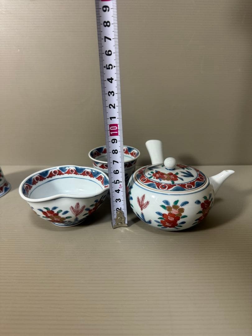 2169源右衛門　古伊万里風桜図　玉露茶器セット　急須1客　湯冷し1客　湯呑5客