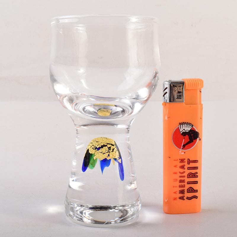 ガラス作家　小林貢作　宙吹硝子　ワイン杯　共箱　C　R7834