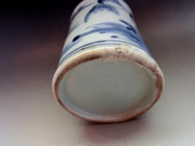 徳利■蛸唐草紋古伊万里染付山水図小徳利(江戸後期)古い酒器 水滴 時代物 骨董■