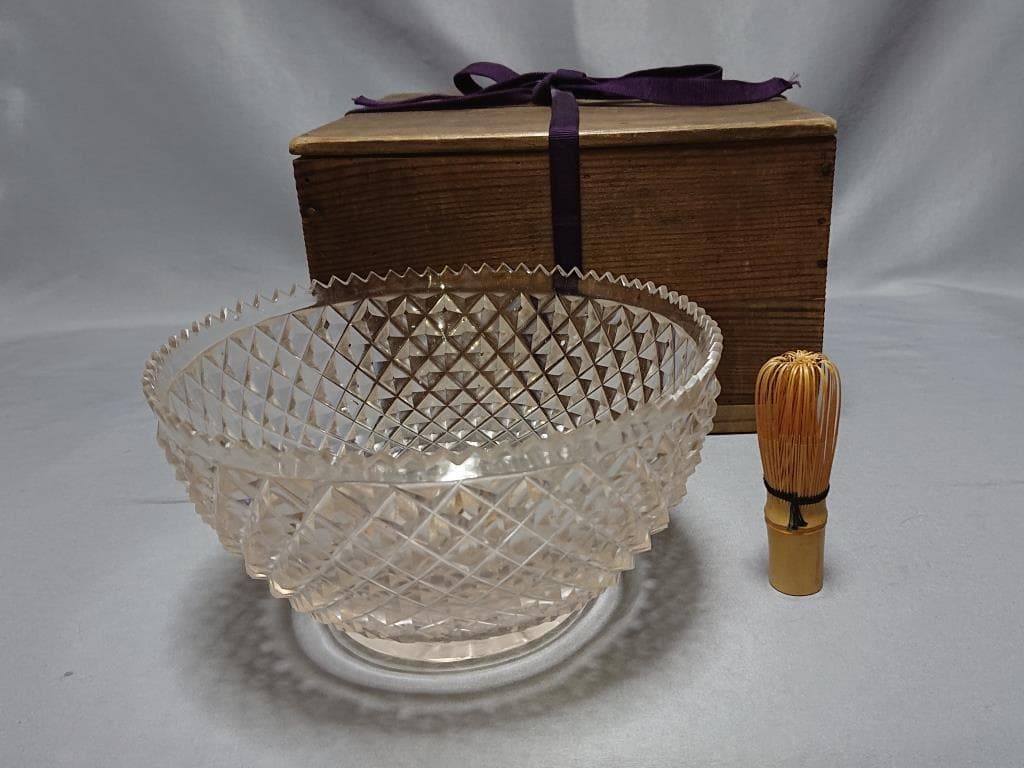 名家蔵出　江戸期　江戸切子鉢　6寸　保証