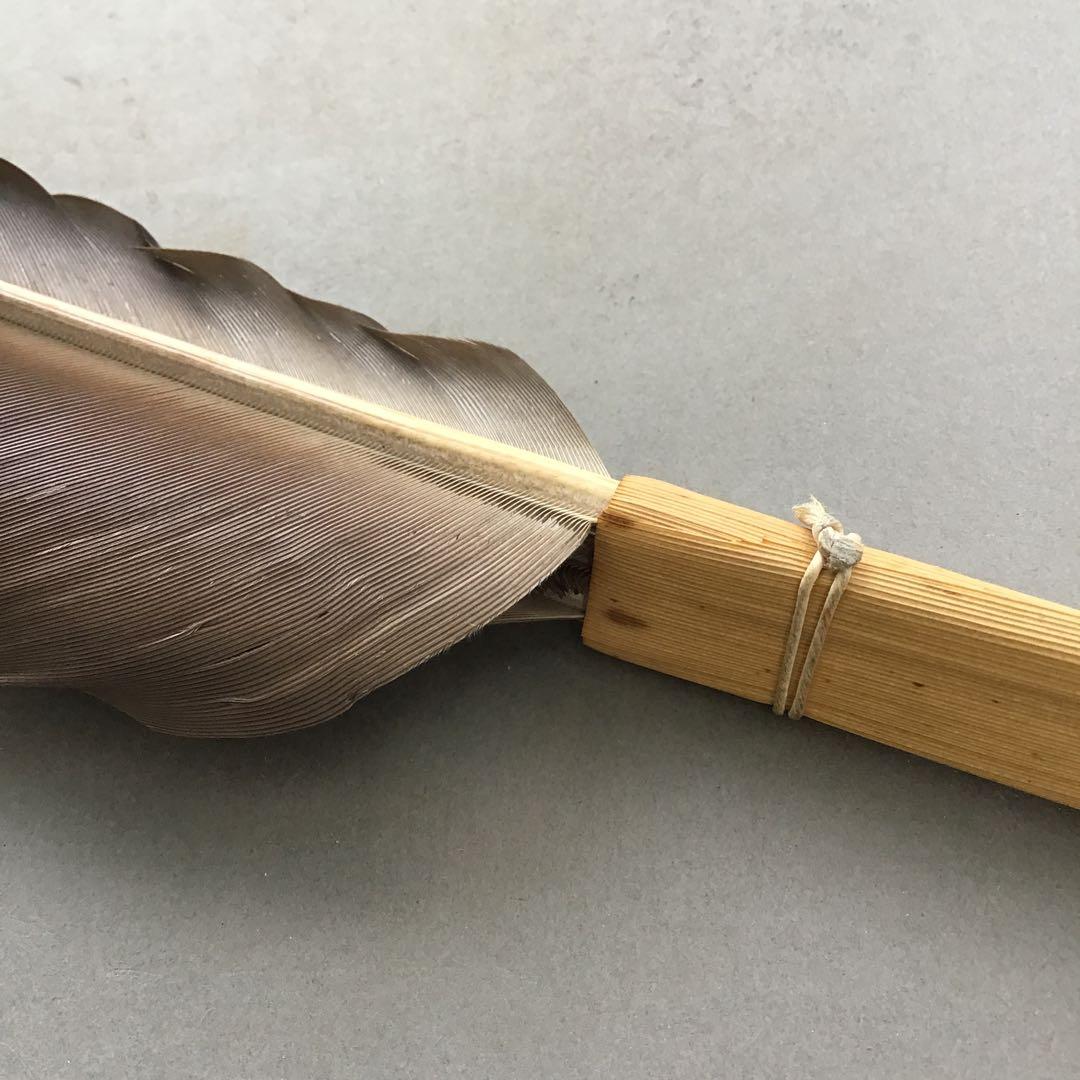 茶道具　御羽箒　三ツ羽根(野雁)羽箒　紙箱劣化有　S68HB