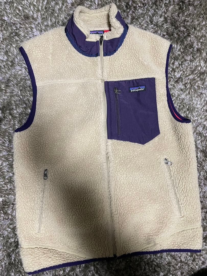 パタゴニア　クラシックレトロxベスト　ベージュ×パープル