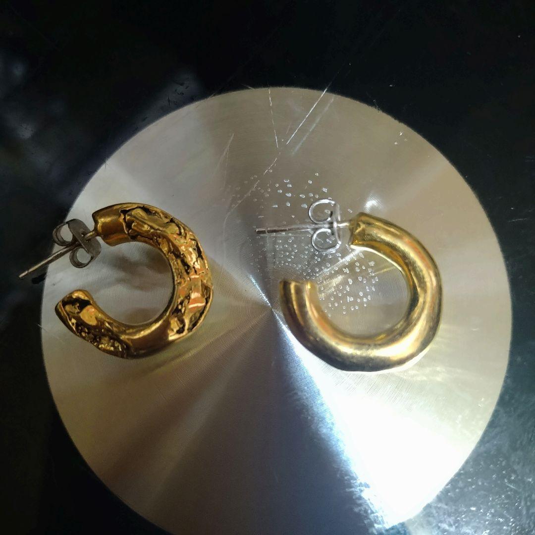 タイムピアスゴールドフープピアス(両耳用)