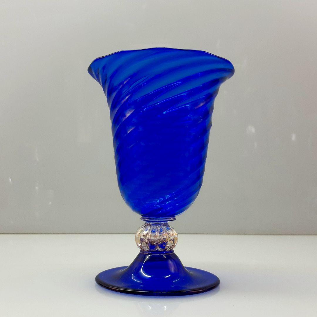 MURANO ムラノ 金彩 ブルー ゴブレット グラス