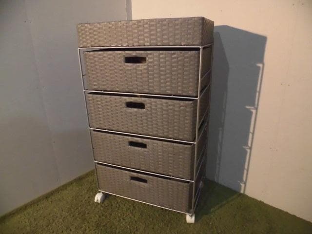 アウトレット【送料無料・新品】ラタン風★サニタリー★ランドリーチェスト【グレー】