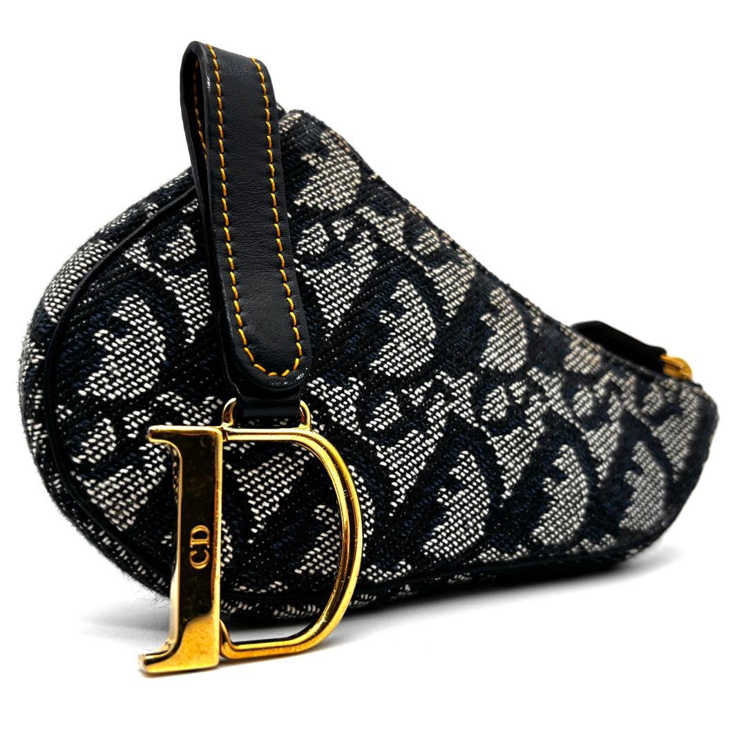 【正規品】ディオール ケース サドル トロッター キーリング ネイビー 金