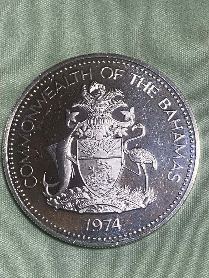 バハマ 大型銀貨 プルーフ加工 1974年