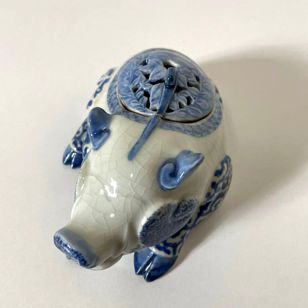 #XG446 古染付・猪型香炉・古染付・伊万里・香炉・骨董・中国古玩