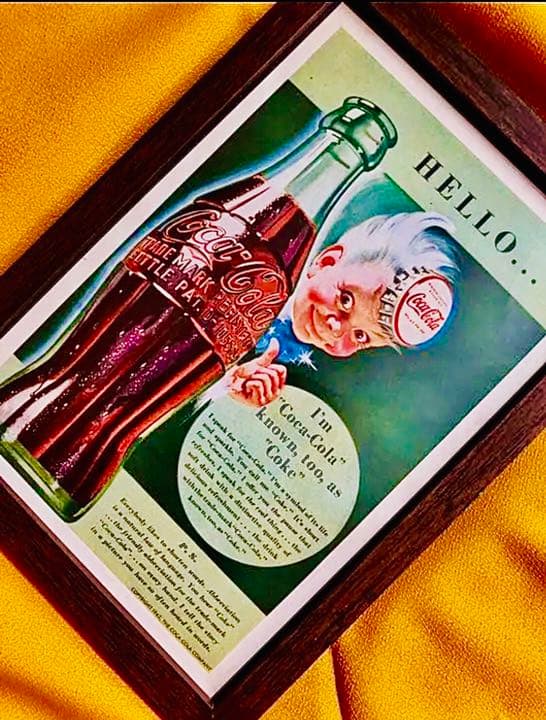 コカコーラ＊スプラッシュボーイ＊本物ビンテージ1942年額装品