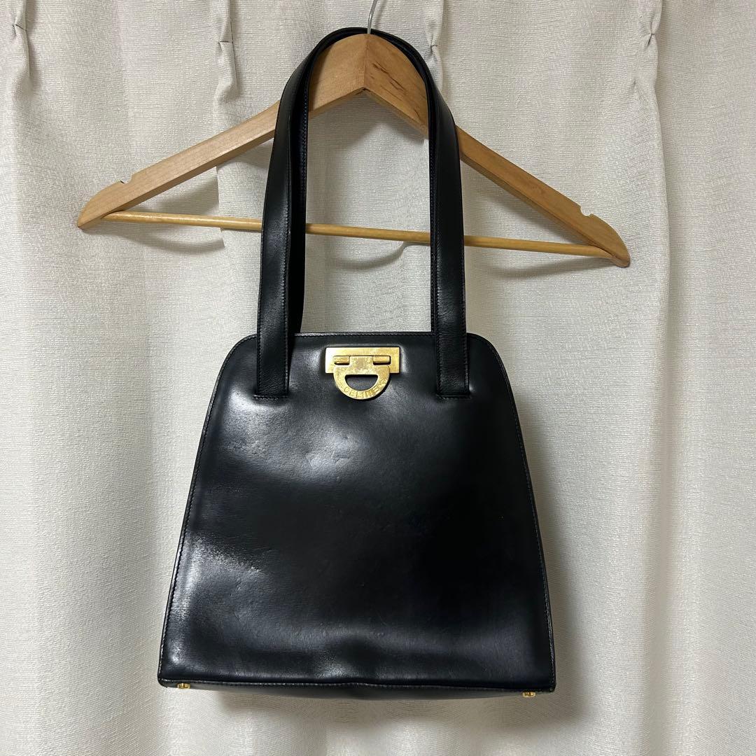 セリーヌ ヴィンテージ ショルダーバッグ トートバッグ カーフレザー ロゴ金具