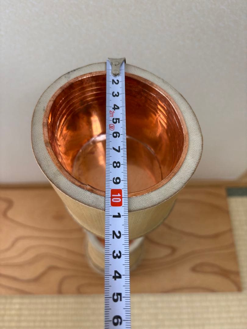 66 お正月セール　美品　根付き　二重切り　二重切　 生け花　竹花入れ　華道具