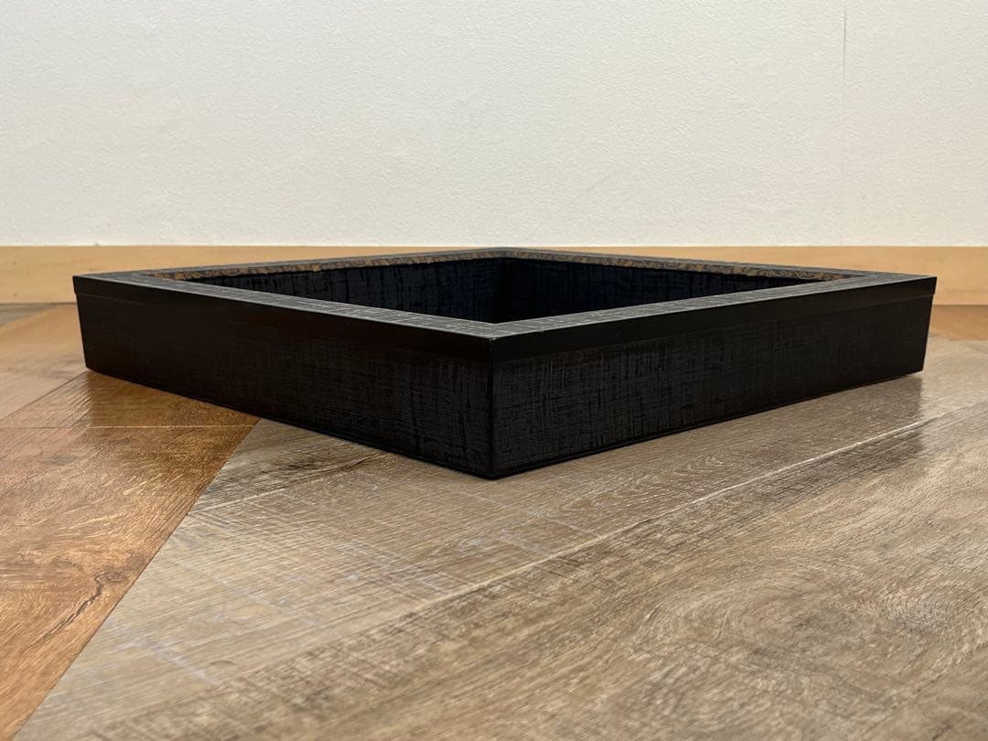 平安 上杉満樹 造 布摺漆 蒔絵 黒 炉縁 共箱 茶道具