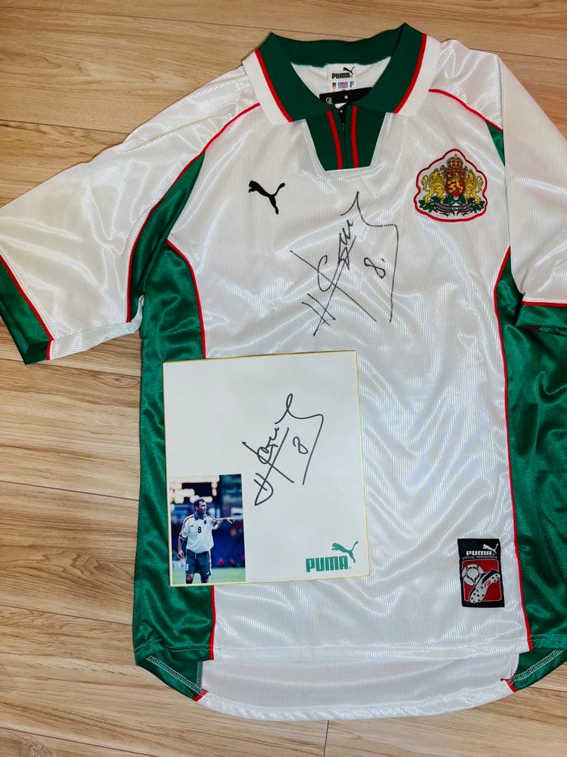 こ*ま様 フリストストイチコフ　1990年代　直筆サイン入りユニフォーム　色紙付