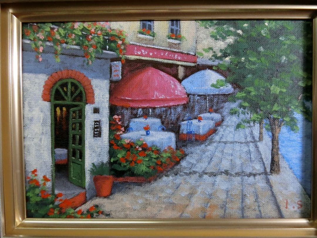 【ART 】新屋敷一平真筆(パリのカフェ)サムホール