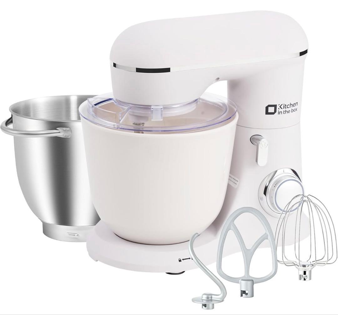 スタンドミキサー 4.5L+5Lダブルボウル 10段階スピード調節 アイボリー