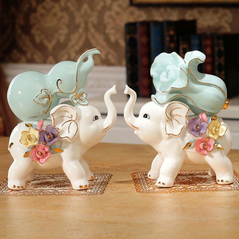 象の陶磁器の置物、家庭の装飾品を創造します