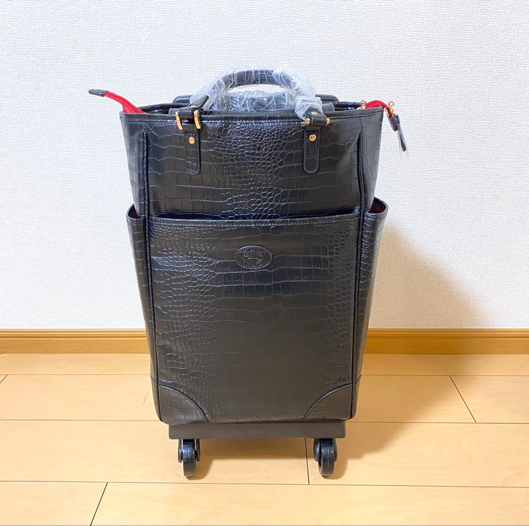 新品 SWANY スワニー クロコ型押し キャリーバッグ ケース 黒 2way