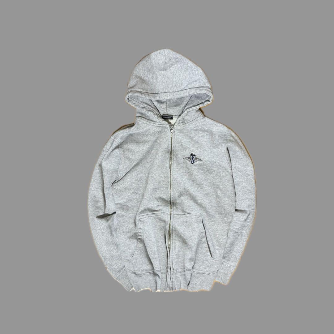 希少　Stussy ジップパーカー　ウイングロゴ　ウイングスカル　刺繍ロゴ