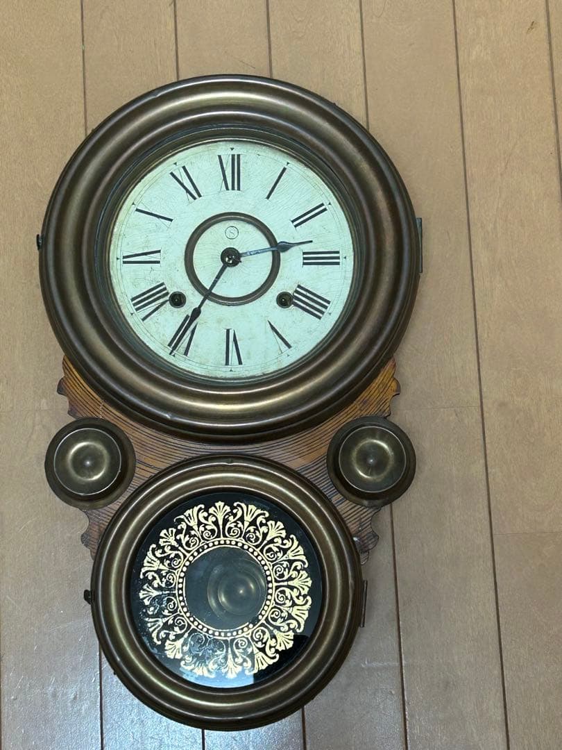 SEIKOSYA 精工舎、ダルマ 真鍮枠四つ玉アンティーク柱時計、明治大正当時物