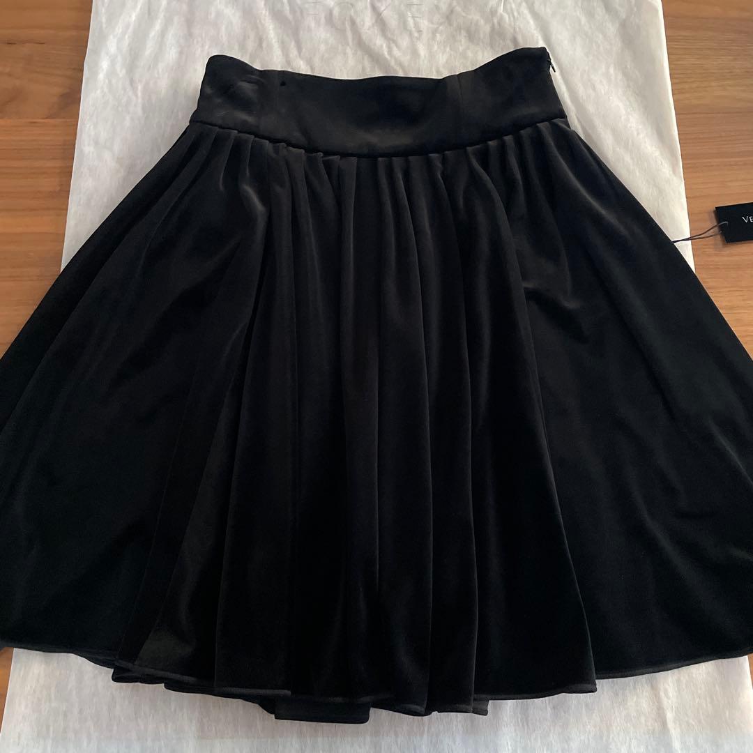 FOXEY VELOUR NOIR ブラック フレアスカート 40