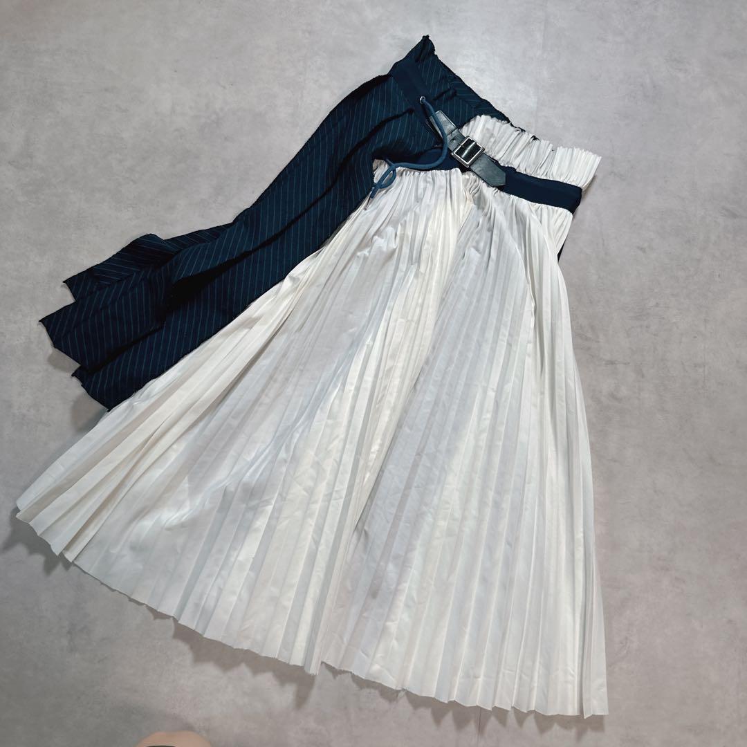 SACAI サカイ プリーツスカート 切り替え ラップスカート 巻き ベルト