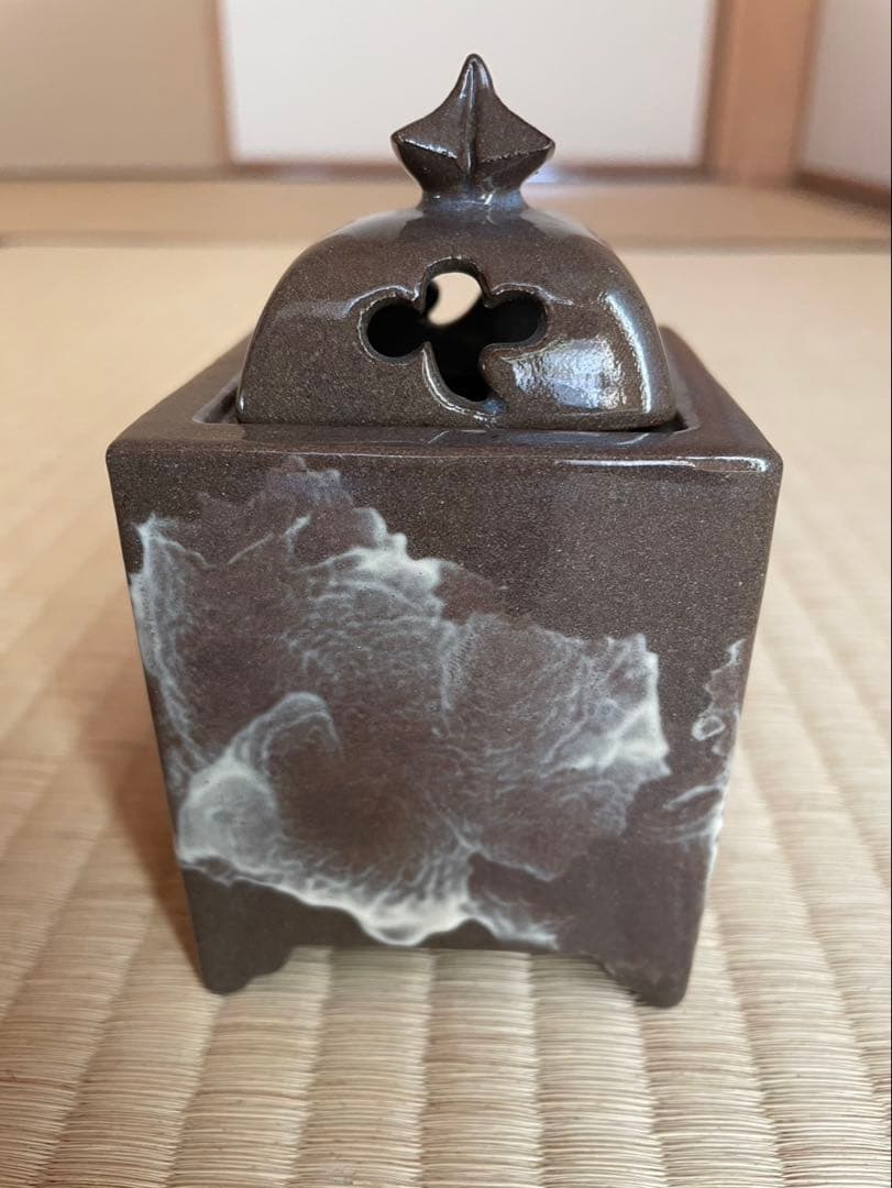 横石臥牛　　長崎県無形文化財 現川焼　　　 香炉　 未使用品