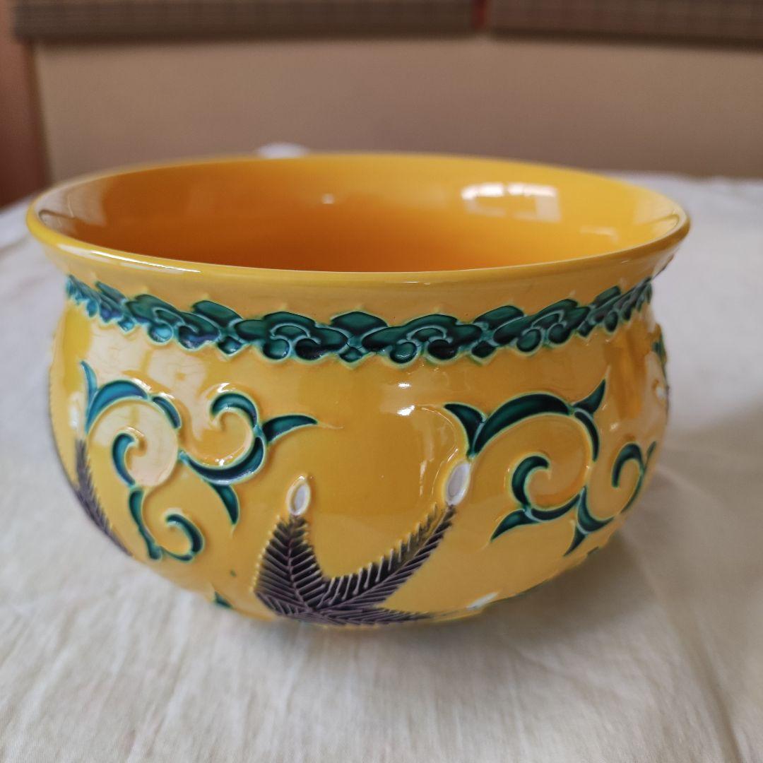 茶道具◆黄交趾松唐草文皆具◆赤澤露石造