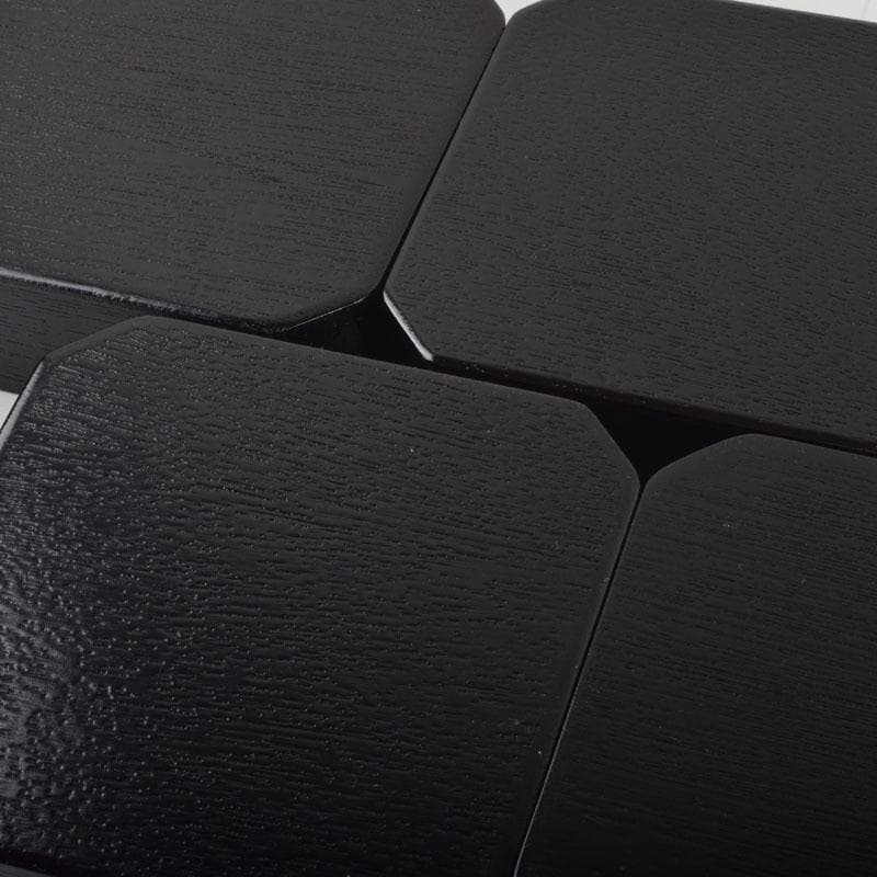 和食器　黒漆　松葉蒔絵　柿合　折曲重箱　5点　C　8625A