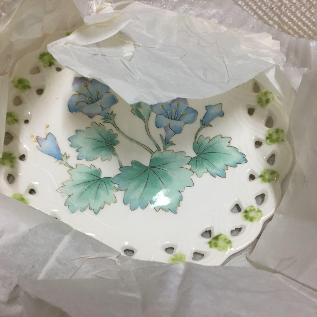 0653　富永陶園 ポピーすかし絵変わり ケーキセット カゴ付