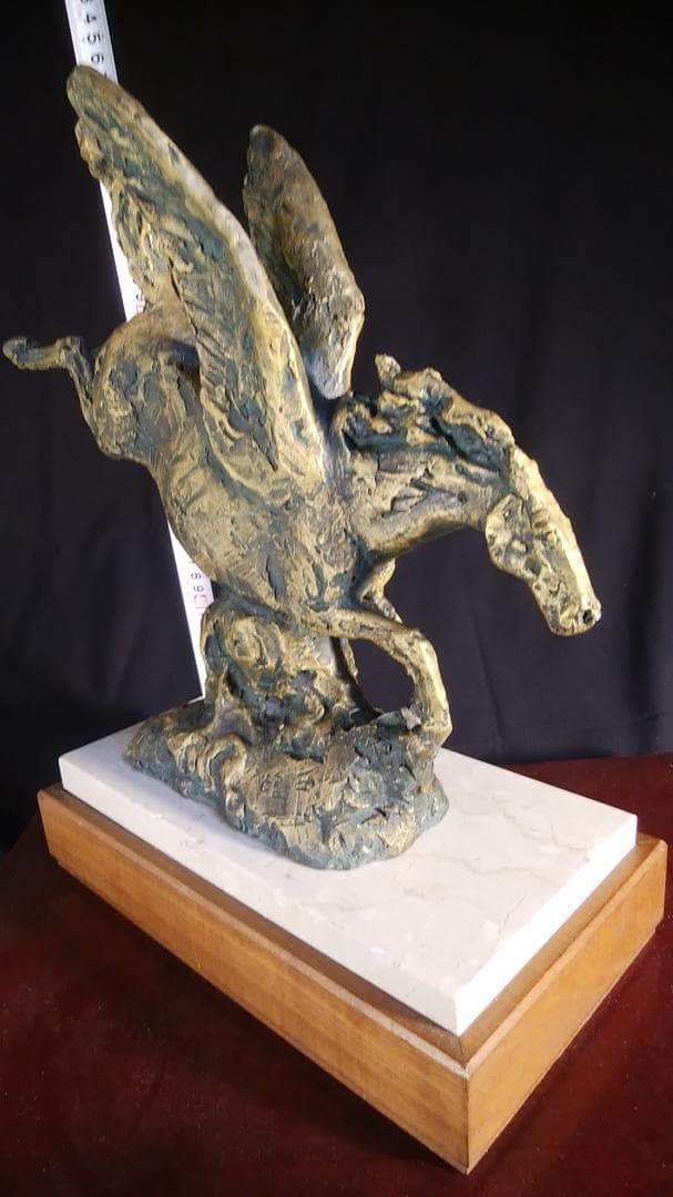 新春ブロンズ像西望「春風」ペガサス天馬 高3４c重６kg/彫刻銅像/干支/正月