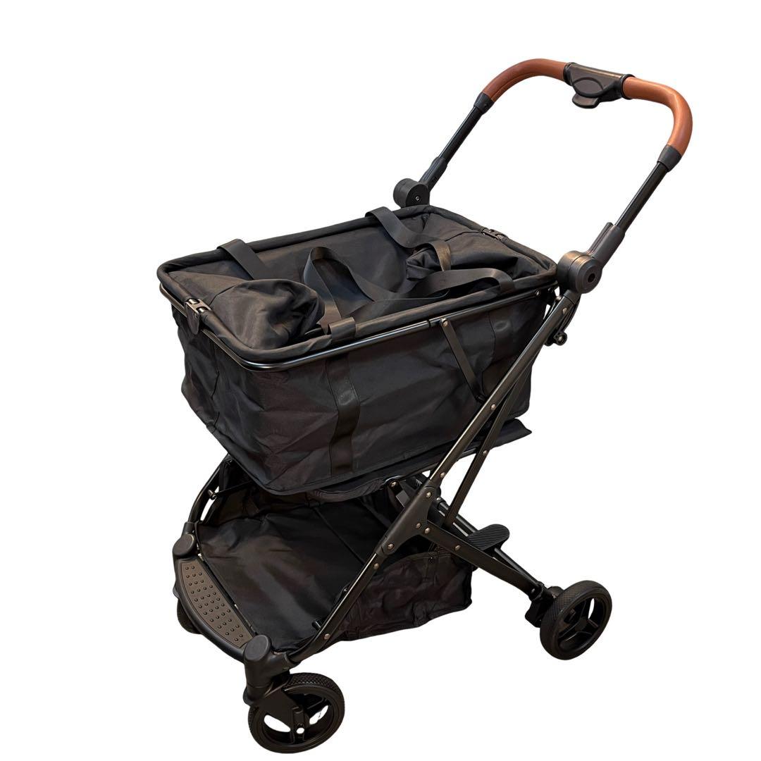 美品★折りたたみワンタッチショッピングカート ブレーキ付き 保冷バッグタイプ