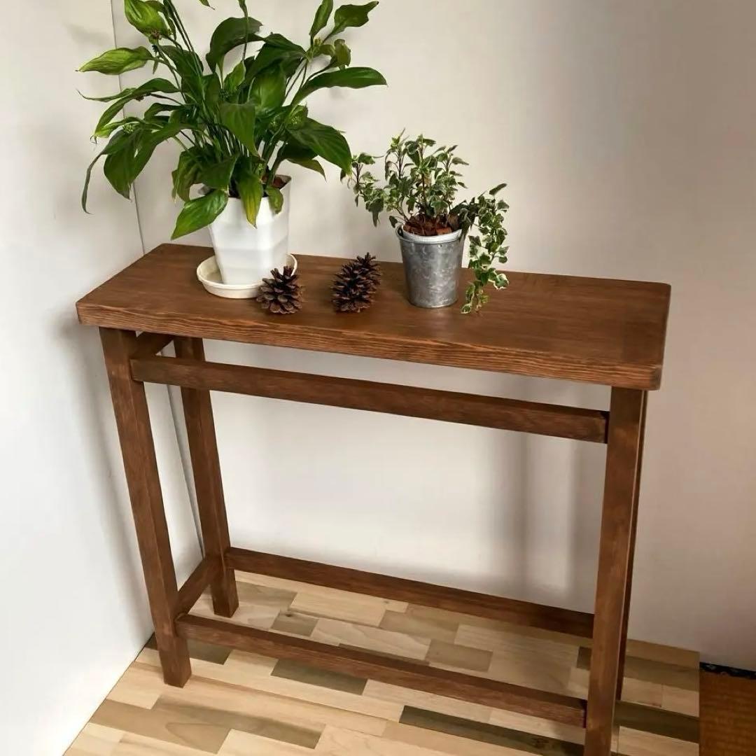 アンティーク調　花台　鉢置き台　ディスプレイ台　ウォールナット塗装　ハンドメイド