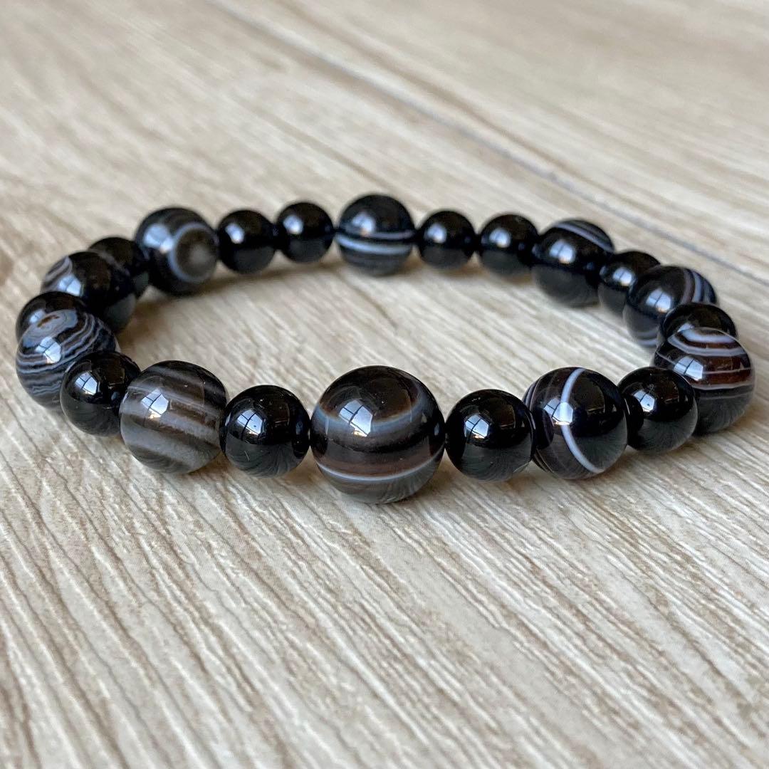 2点・天の眼を持つ最強のお守り/モリオン・アイアゲート/パワーストーンブレスレッ