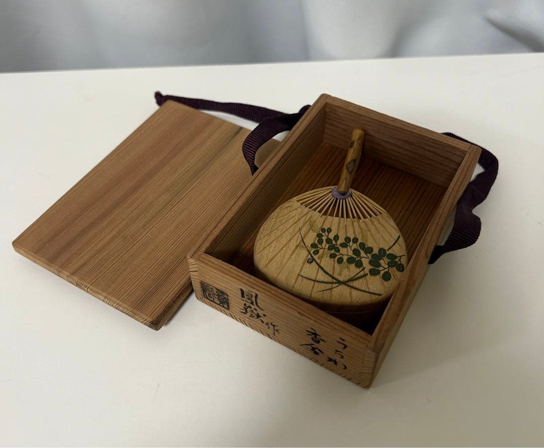 川崎鳳嶽 団扇香合 茶道具 香道具 古道具 古美術