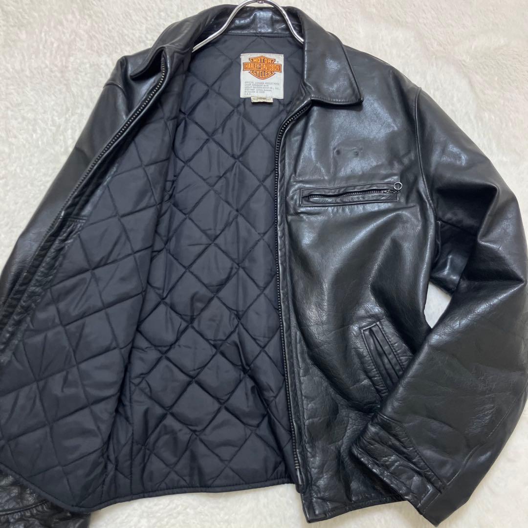 ハーレーダビッドソン 裏地キルティング 本革 レザージャケット ライダース 38