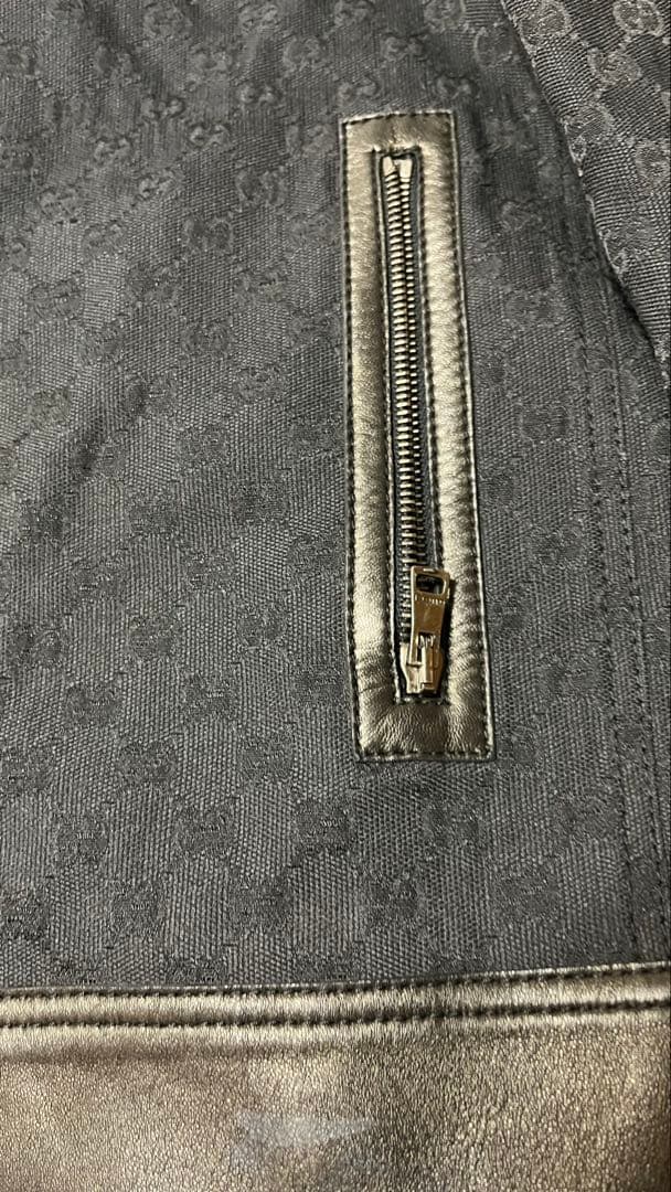 GUCCIブラックレザー 切り替え シングルライダースジャケット!