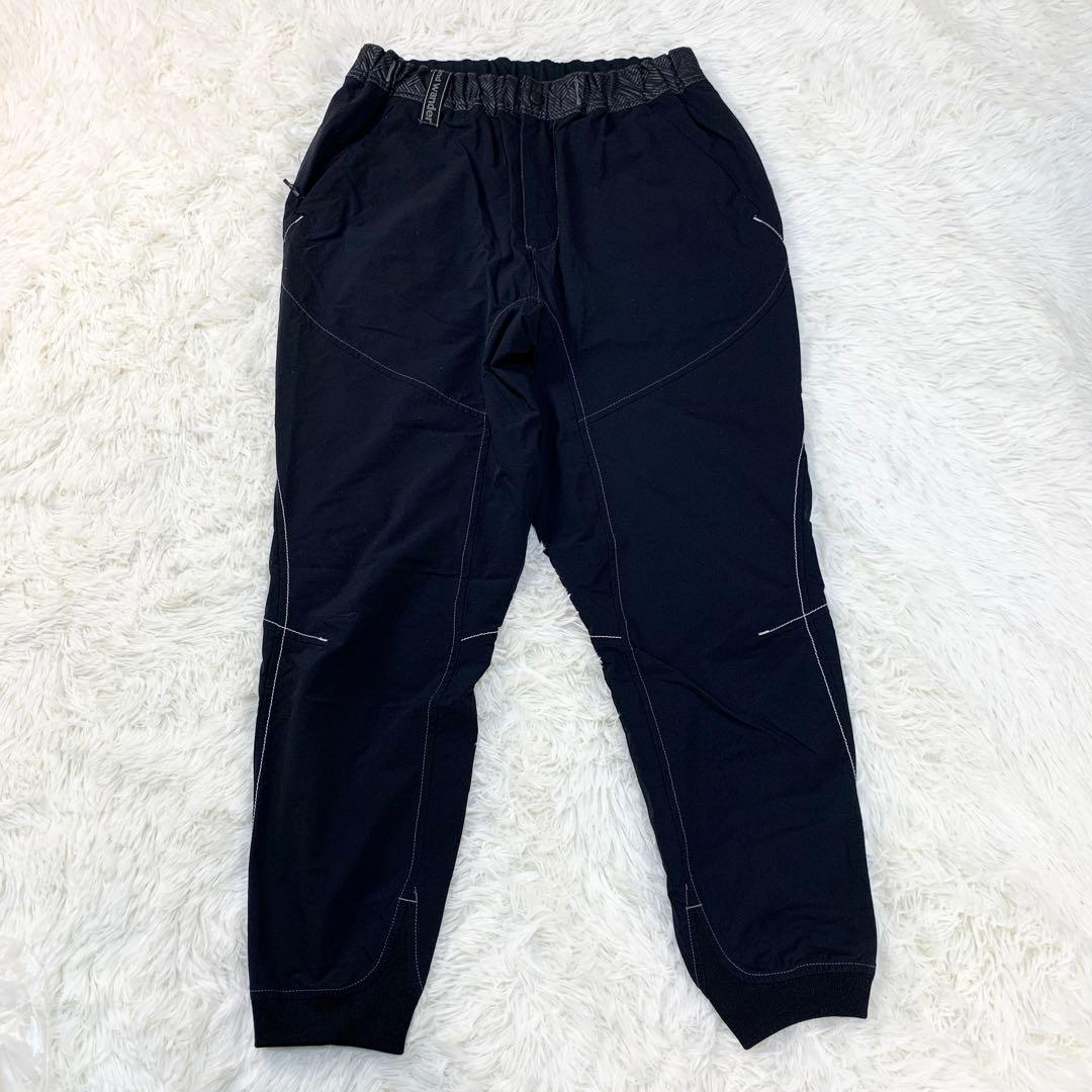 アンドワンダー シェラーストレッチサルエルパンツ*黒/0*and wander