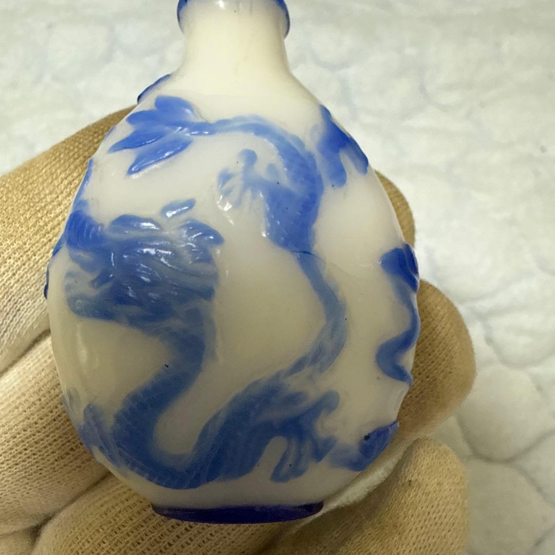 時代物　瑠璃硝子　鼻炎壺　龍　鳳