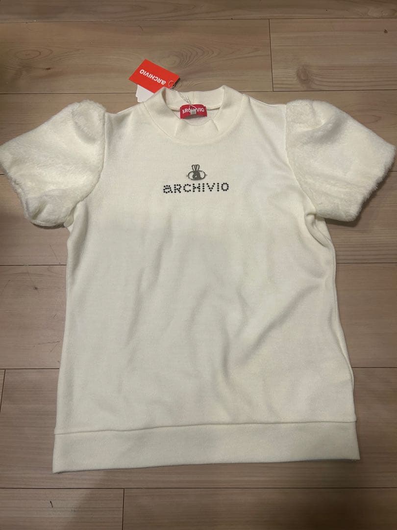 新品 アルチビオ 半袖ニット セーター 袖ファー ホワイト サイズ36