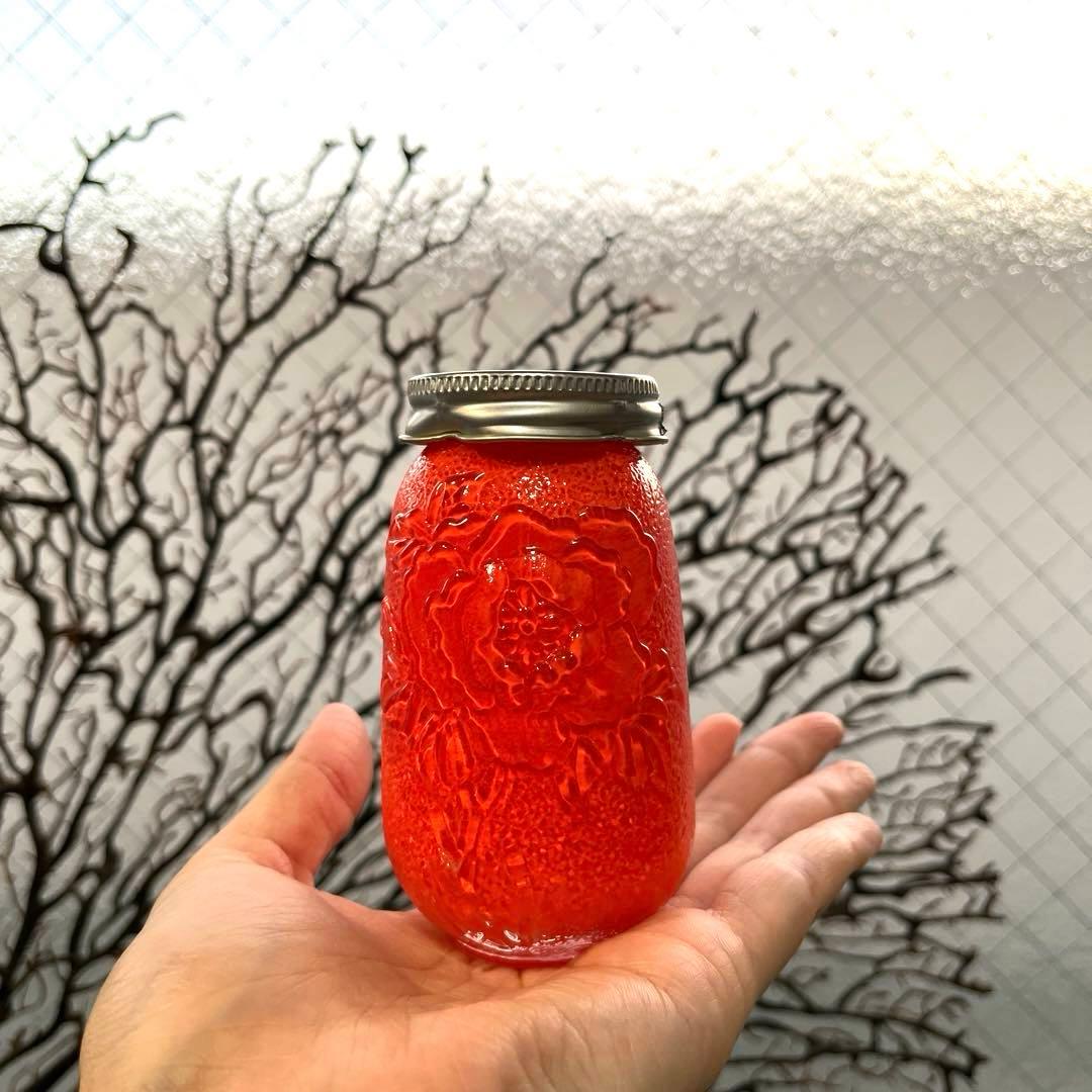 骨董　時代ガラス　超希少　瓜型　牡丹エンボス　飴屋瓶　金平糖瓶　菓子瓶