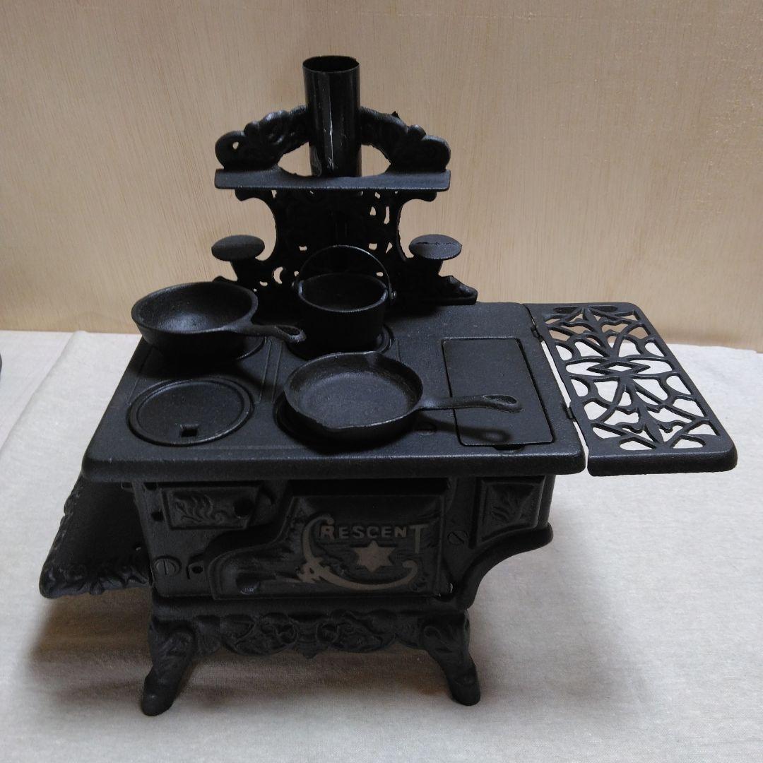 ヴィンテージCRECENTミニチュア鋳鉄製ストーブ·アンティークキッチン·レア