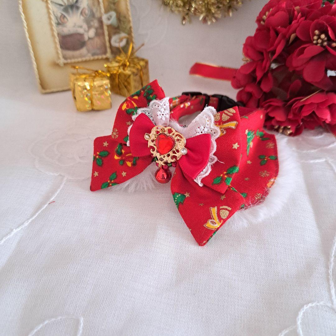 クリスマスシリーズ(ひいらぎ&ベル)わんちゃん猫ちゃん用襟つき首輪