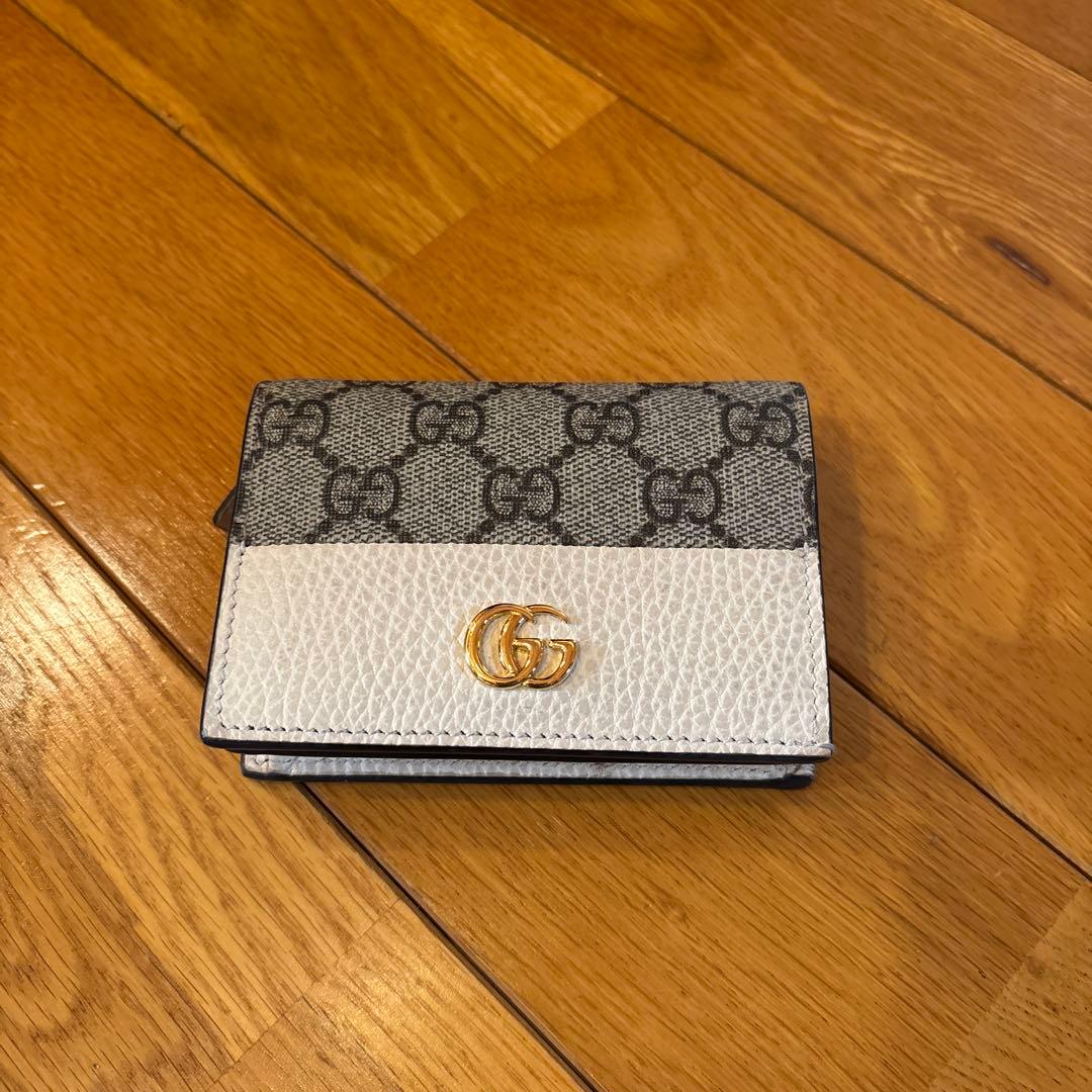 GUCCI 二つ折り財布 グレー/ホワイト