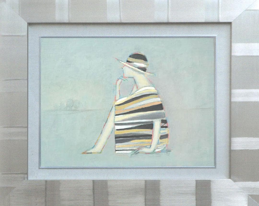 油絵 菅家令子 絵 絵画 インテリア 額付(銀) F4-071712 人物 女性