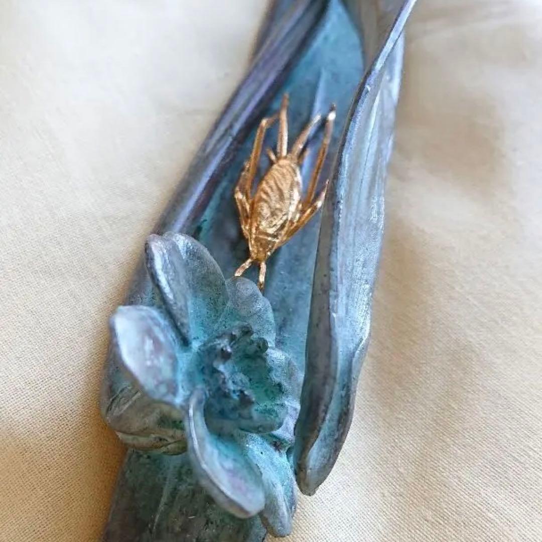 蝋型 鋳銅 文鎮 こおろぎ 雅博作 共箱入