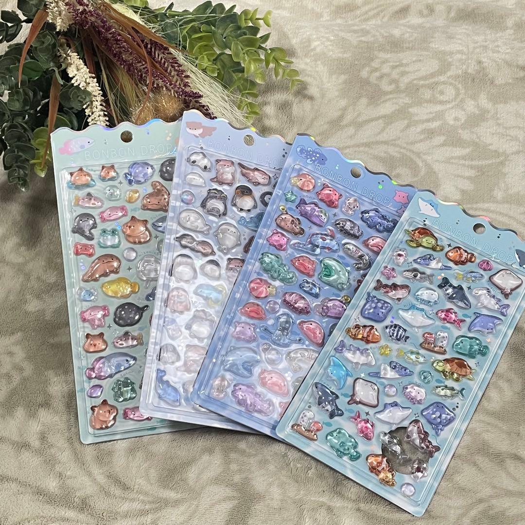 水族館限定　クーリア正規品　ボンボンドロップシール　４枚セット