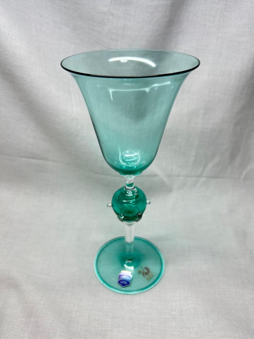 ベネチアングラス　ブライトグリーン透明ガラスフラワーベース Vetri製