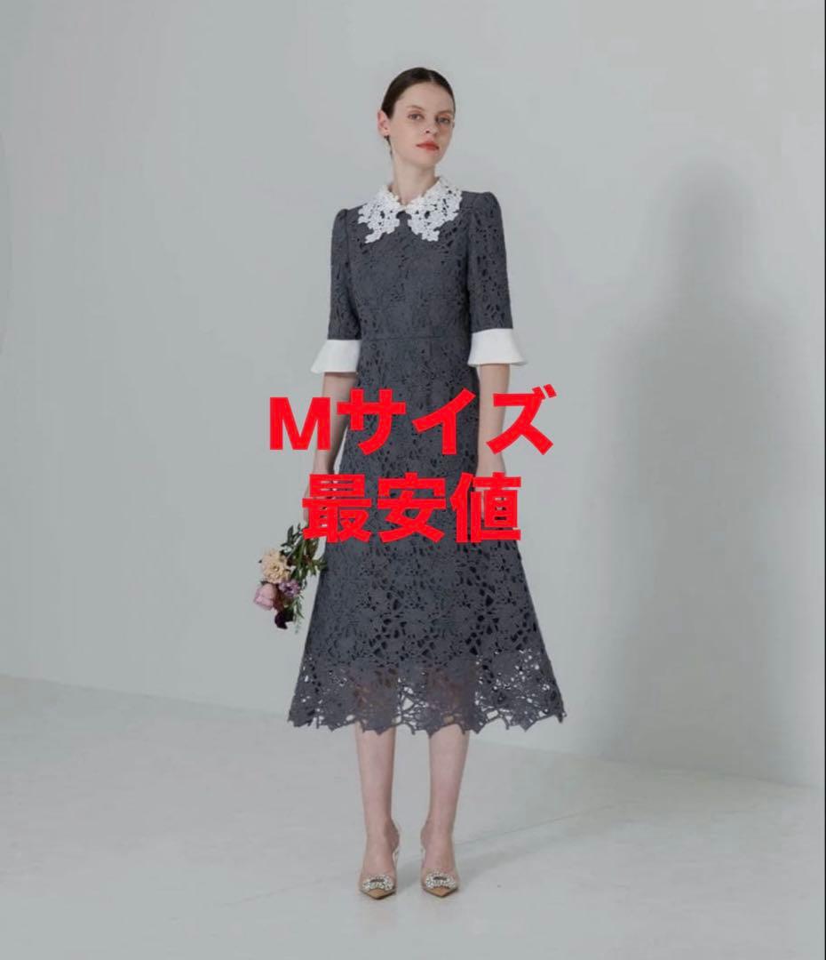 お値引‼️【希少Mサイズ】Leja 花柄レースカラースパンコールAラインワンピース
